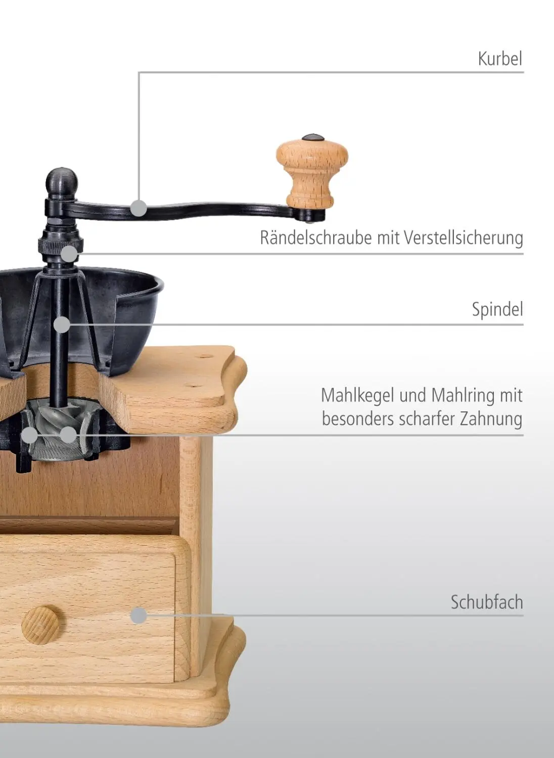 Zassenhaus Kaffeemühle Brasilia Buche Mahagoni – Bild 4