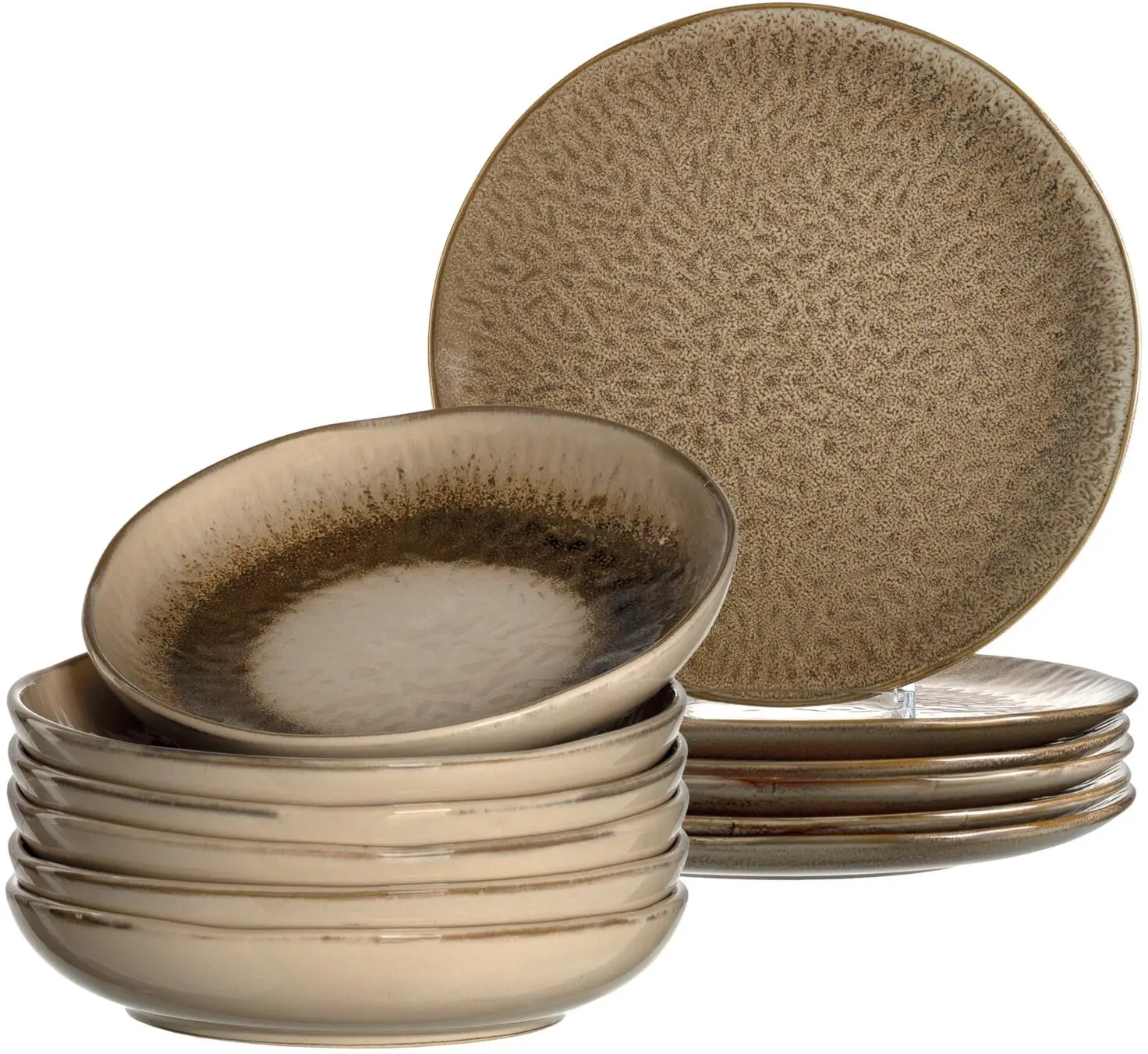 Leonardo Tellerset MATERA 12-teilig Beige Keramik